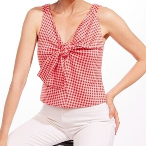 Anthropologie Eva Franco Gingham Bow Top Size XS